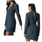 Anthropologie  Long Sleeve V Neck Blazer Mini Dress Navy Size 16 NEW Photo 1