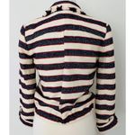 J Crew Collection Legion Stripe Cotton Blend Cropped Blazer Roll Sleever Sz 2 Blue Photo 3