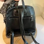 Vintage 90s Black Square PVC Leather Scarf Tie Medium Backpack Photo 6