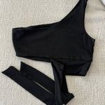 Cousin Couture One Shoulder Black Women's Tie Top Photo 3
