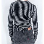 Grey Lab Black and White Striped Crewneck Long Sleeve Top Size Small Photo 2