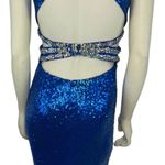 Faviana 7507 Royal Blue Sequenced sexy open back prom dress size 4 Photo 8