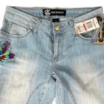 Rocawear  Light Blue Purple Embroidered Low Rise Straight Jeans sz 7 NEW Tags Y2K Photo 6