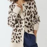 J.Crew  Animal Print Oversized Cardigan Sweater Jacket Womens Medium Merino Photo 0