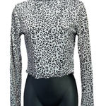 Antistar  Gray/Black Cheetah Crop High Neck Sweater Long Sleeve Size M Soft‎ Photo 0
