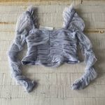 French Connection French Connection Edrea Tulle Top NWT size 12 in Cosmic Sky Sheer Cropped Photo 12