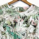 Tryst  Womens‎ S T-Shirt Twist Front Round Neck Abstract Green Pink White Active Photo 2