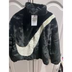 Nike Women’s Faux Fur Swoosh Jacket Black White DO3791-010 Size XS New Photo 9
