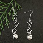 Hello Kitty  Licensed Silver Plated Star Shaped Dangle Earrings NWT Photo 1