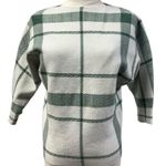 Adrienne Vittadini  Crewneck Dolman 3/4 sleeve plaid‎ Sweater Womens xs green Photo 0