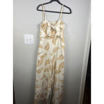 Billabong  x Sincerely Jules Jumpsuit Size M Palm Leaf Tie Front Wide Leg Boho Be Photo 1