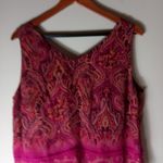 Valerie Stevens  Pink Red Silk V-Neck Top L Photo 3