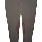 Trina Turk Mid Rise Equestrian Riding Pants Olive Green with Brown Faux Suede Photo 0