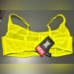 Diesel  X SAVAGE X FENTY Neon Yellow Suspender Bustier Bra in Foiled Fishnet Photo 4
