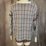DKNY  Lurex Plaid Weaved Fringe Sweater- Size Large Photo 3