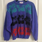 Jamknits Women's Purple Floral Medium Sweater VTG 80s Made In USA Photo 0