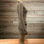 A Byer Ribbed Knit Faux Leather Accent Long Sleeve Tunic Ultra Mini Dress Medium Photo 5