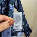 Vanessa Williams Bow Blouse NWT Size Small Blue Crane Floral Print Long Sleeve Photo 9