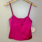 Camila Coelho NWT  Polly Satin Button Front Camisole Top Very Berry Bright Pink Photo 2