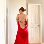 Bella Barnett Red Satin Cowl Neck and Back Maxi Slip Dress Size L Photo 2