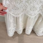 Vintage Bohemian Handmade Crochet Lace Puff Sleeve Wedding Dress XS White Photo 4