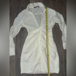 ZARA  White Long sleeve Plunge Neck Mini Dress - Size XS Photo 5