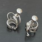 Sterling Silver Vintage AMCO  Marcasite Black Stone Ornate Screw Back Earrings Photo 3