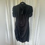 Chicwish Self Tie Bow Neck Side Drawstring Puffy Ruched Sleeves Lined Dress S Photo 5