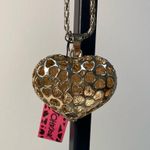 Betsey Johnson Gold Heart Necklace with Multicolor Sparkle | Aurora Borealis Photo 2