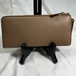 Michael Kors Jet Set Travel Lg 3/4 Zip Khaki Pebble Leather Wallet NWT Photo 1