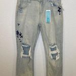 Old Navy  Floral Embroidered Boyfriend Straight Denim Distressed NWT Sz 12 Photo 0