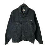 Harley Davidson Vintage Embossed Eagle Denim Jacket USA Made Motorcycles Adult M Photo 0