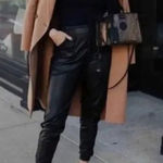 Spanx ‎ Black Elastic Waist Pull On Faux Leather Jogger Pants Size XS Photo 0