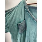 POL Long Time Coming Teal Shirt Teal V-neck Oversized Tunic Women's Small Photo 6