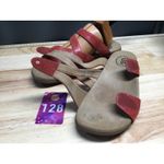 Taos Slide Sandals Women's 9 Red Leather Hook & Loop Strappy Open Toe Comfort Photo 4