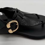 Aerosoles Isa Comfort Casual Flat Thong Sandals Black Snake Faux Leather NWOB 7 Photo 0