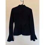 Alexis  Classic Black Mock Neck Bell Sleeve‎ Zip Back Stretch Top Shirt Small Photo 3