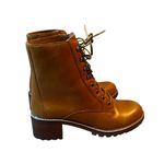 Madewell  Leather Lace Up Boots Lug Sole Size 6 Tan Photo 3