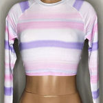 Anthropologie New. WET from L.A. pink and purple stripe rashguard. Large. Retails $108 Photo 0