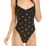 We Wore What  Ruched Cup One Piece Swimsuit Black Cherries XL Photo 0