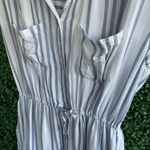 Japna White & Light Blue Stripes | Collar | Front & Side Pockets \ Women’s Lg Photo 4