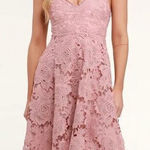 Lulus  Nora Lee Dusty Rose Sleeveless‎ Lace Midi Dress Pink Womens Size L Lined Photo 0