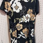 New Orleans Saints Floral Print Dress Womens XL Black Gold Fleur De Lis Pocket Photo 0
