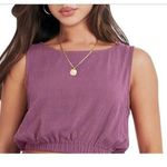 NEW Linen Blend Sleeveless Round Neck Crop Top Tank M Purple Size M Photo 0