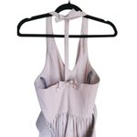 Vera Wang WHITE V-Neck Halter Gown Bridesmaid Dress Belted Bow Slit Size 4 Event Photo 4