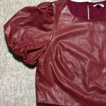 TCEC NWT Medium Vegan Faux Leather crop top balloon sleeves  dark red lined Photo 1
