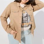 Torrid Denim Jacket Shacket Camel Tan Button Front Pockets 100% Cotton Size 2/2X Photo 1