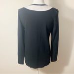 Talbots Petite Black White V-neck Crochet Knit Sweater Size LP Photo 9