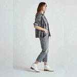 Lucky Brand  Blue Grey Printed Camo Cropped Trench Coat Jacket Size Medium M Photo 7