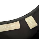 Kate Hill  Black Velvet Long Sleeve Top  Minimalist Tie Neck Size 2‎ P Silk Blend Photo 4